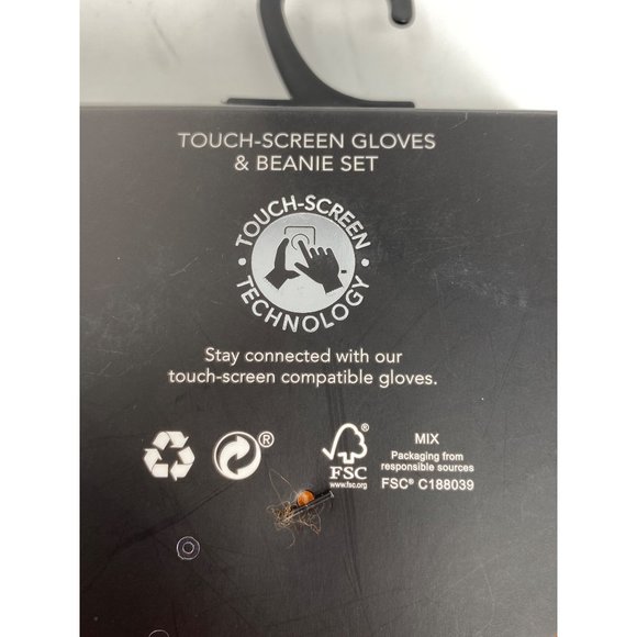 Nicole Miller Touch Screen Gloves And Beanie Hat Set Orange New - Picture 6 of 6